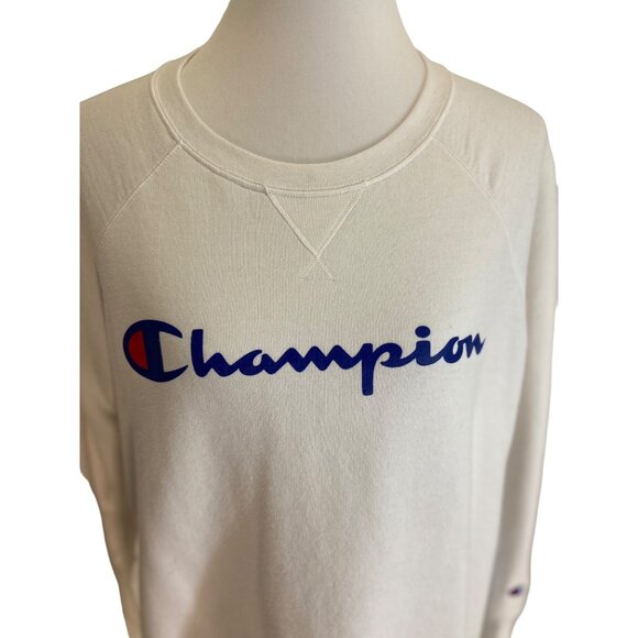 Champion Power-Blend Fleece Boyfriend Sweatshirt White Size 1X Casual Plus Size - Picture 6 of 15